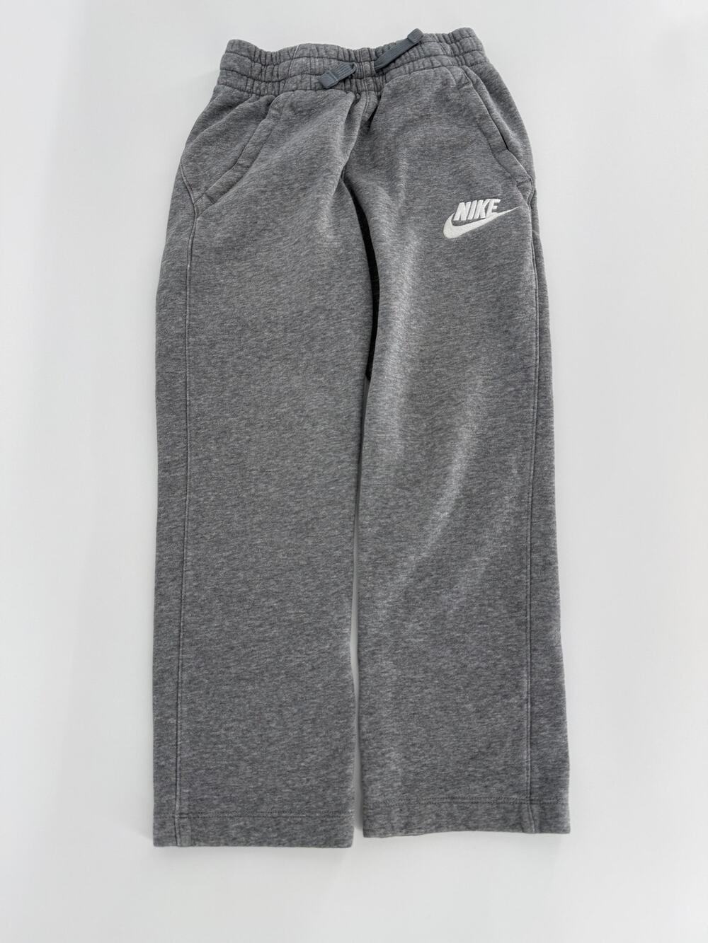 Nike Boys Fleece Sweatpants Gray Youth Small S Straight Leg Logo Pockets